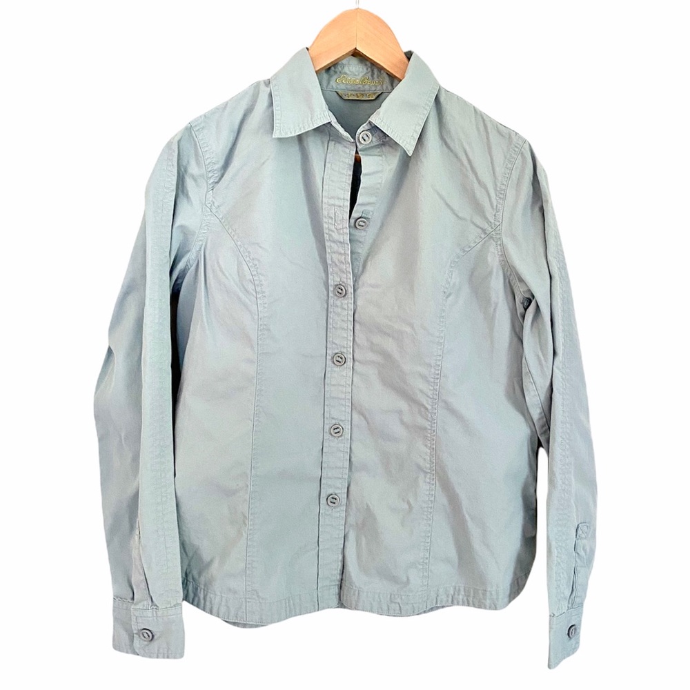 Eddie Bauer Blue Button Up Shirt Womens Size Medium